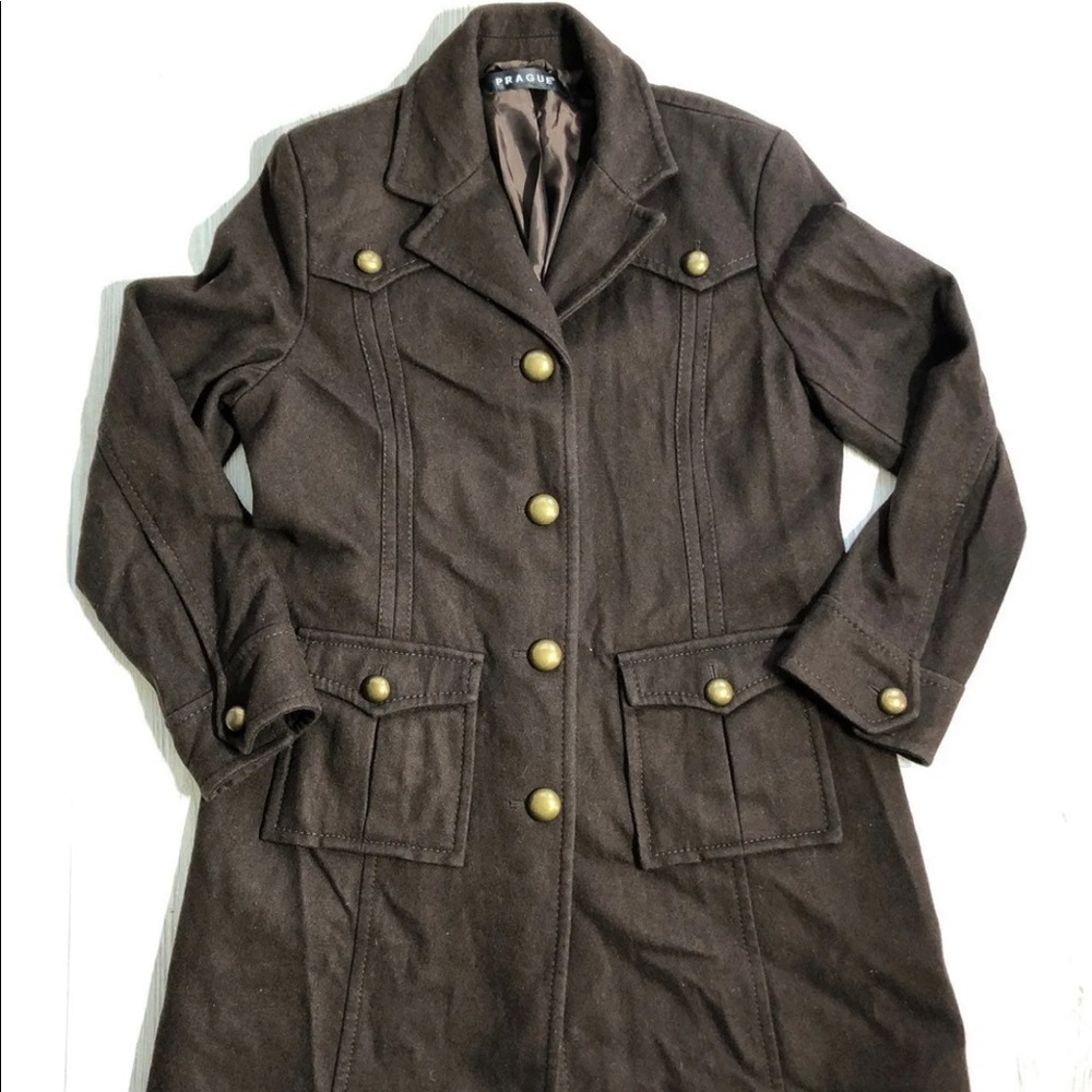 Prague Small Long Brown Wool Coat